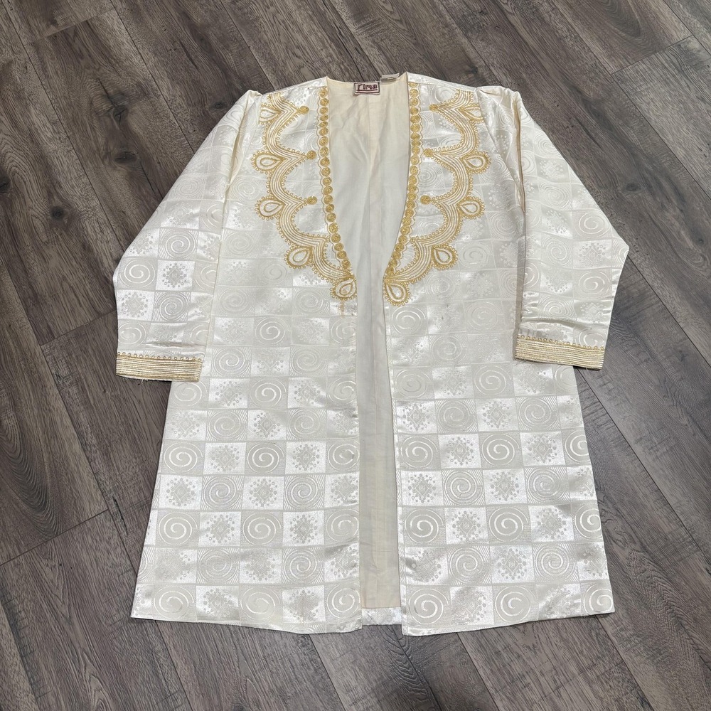 Vintage Rima White Gold Embroidered Brocade Jacket/Kimono Style‎